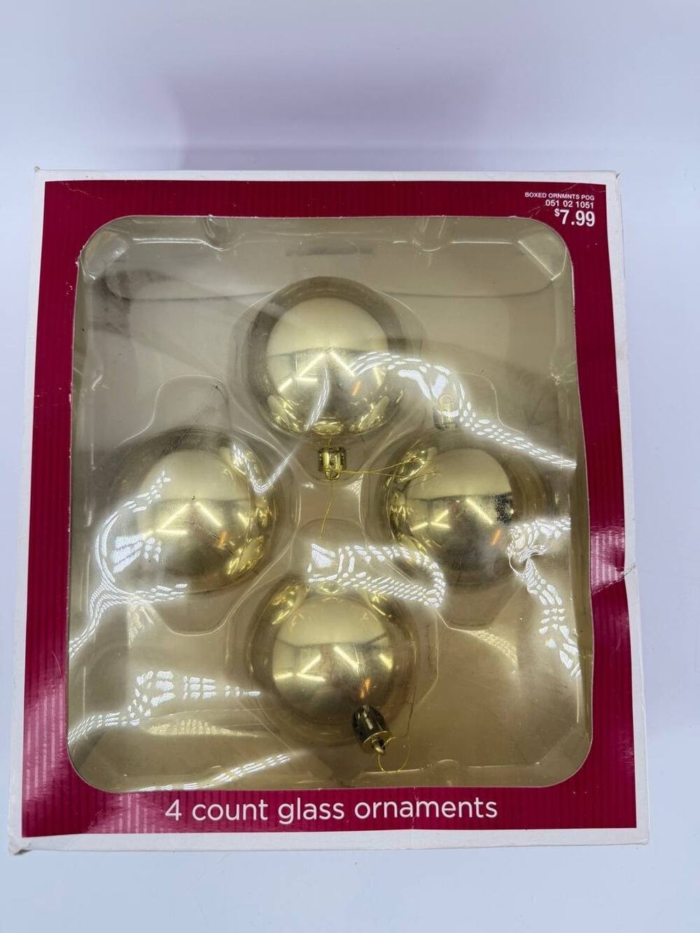 Target 2007 Gold Glass Ball Christmas Tree Ornaments Boxed Holiday Decor Set